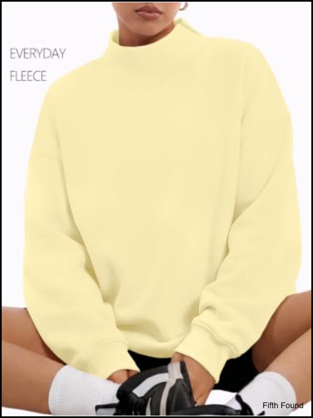 Womens Mock Neck Oversized Sweatshirt Fleece Lined Long Sleeve Pullover - Picture 2 of 5